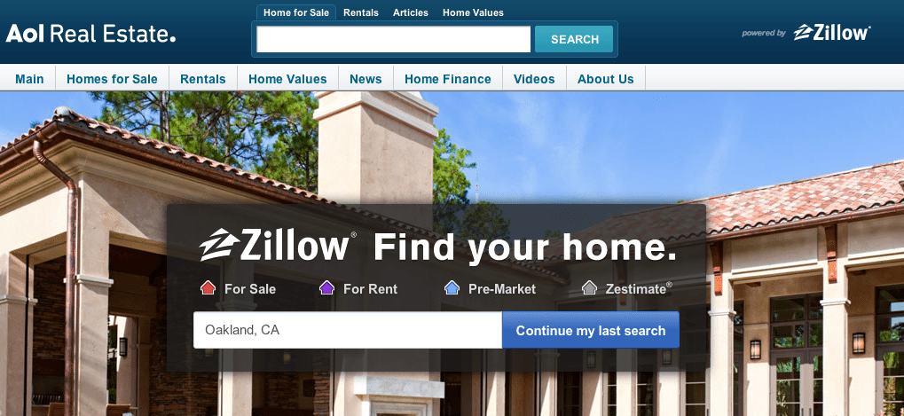 Zillow powering home searches at AOL Real Estate in wake of Move's departure