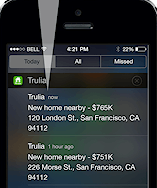 Trulia's updated smartphone app alerts consumers to new listings nearby