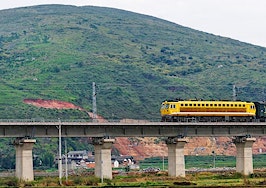 A high-speed train running through China's countryside