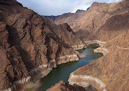 A canyon with a low water level