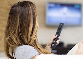 A woman watching television