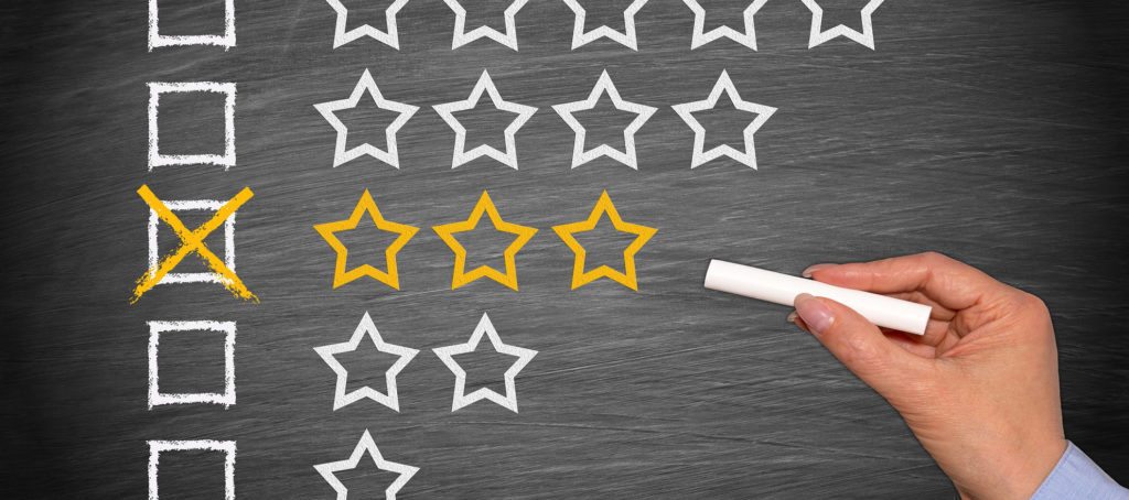 An average three-star rating out of five