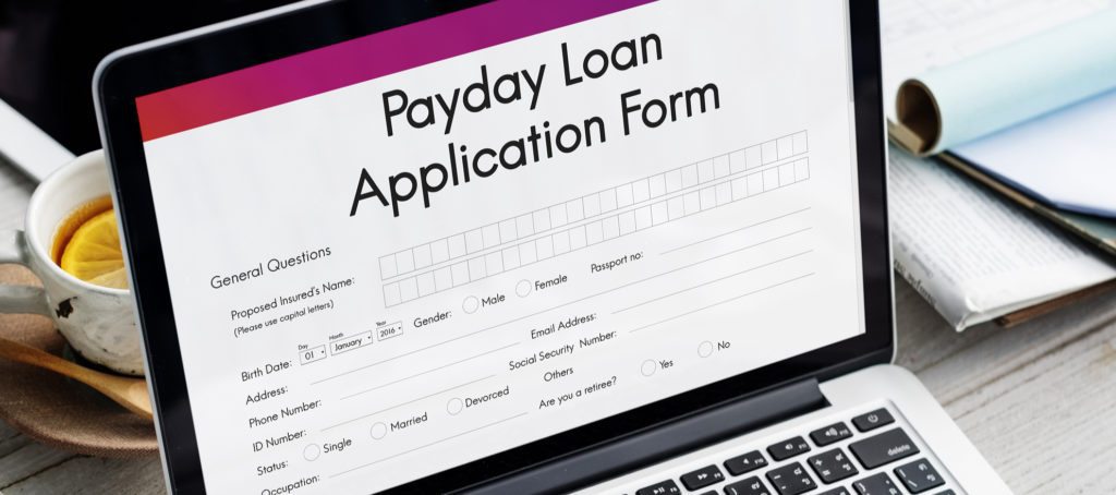 A payday loan application on a computer