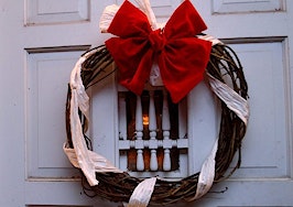 A holiday wreath on a door