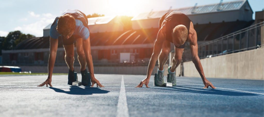 Two runners at the starting line