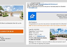 Email scam hawks fake Zillow leads to agents