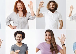 Multi ethnic people waving at the camera
