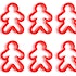 Rows of red cookie cutters